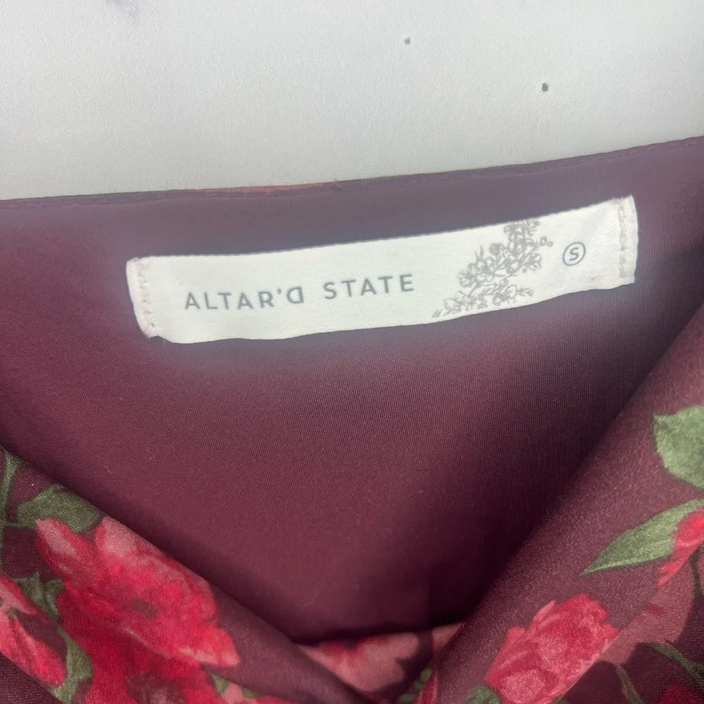 Altar'd State Burgundy Floral Slip Dress Sz S - Picture 3 of 4